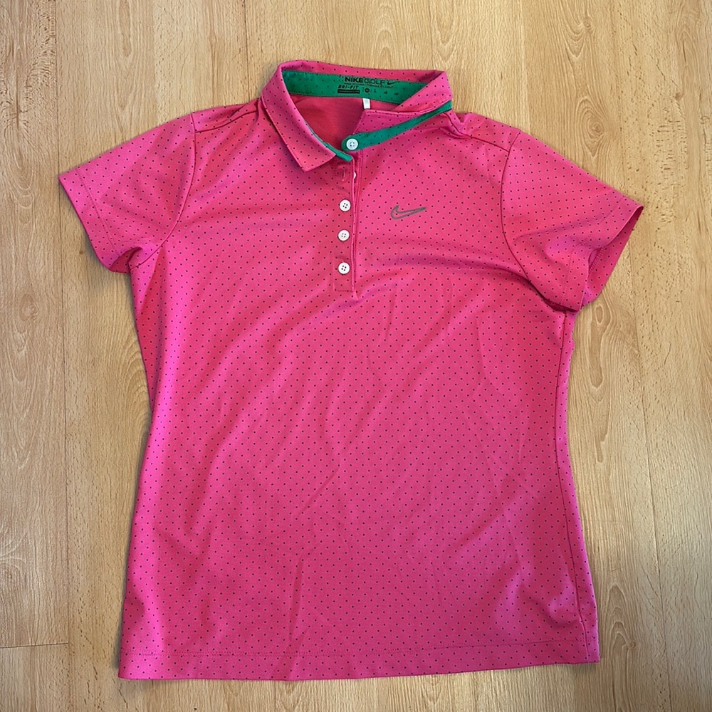 Pink polka dot Nike golf polo girls XL
